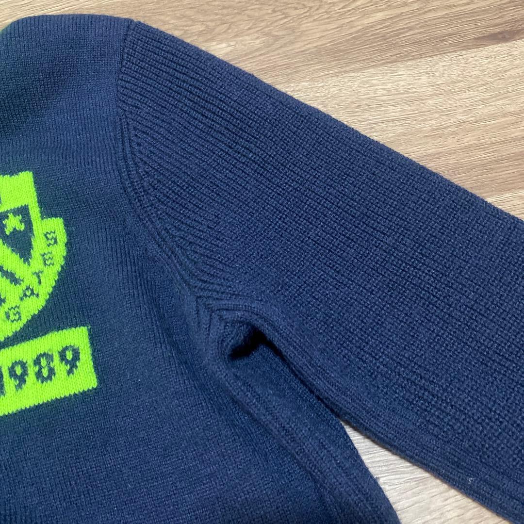 パーリーゲイツ♡ニットジップジャケット♡蓄熱♡ネイビー♡蛍光イエロー♡M