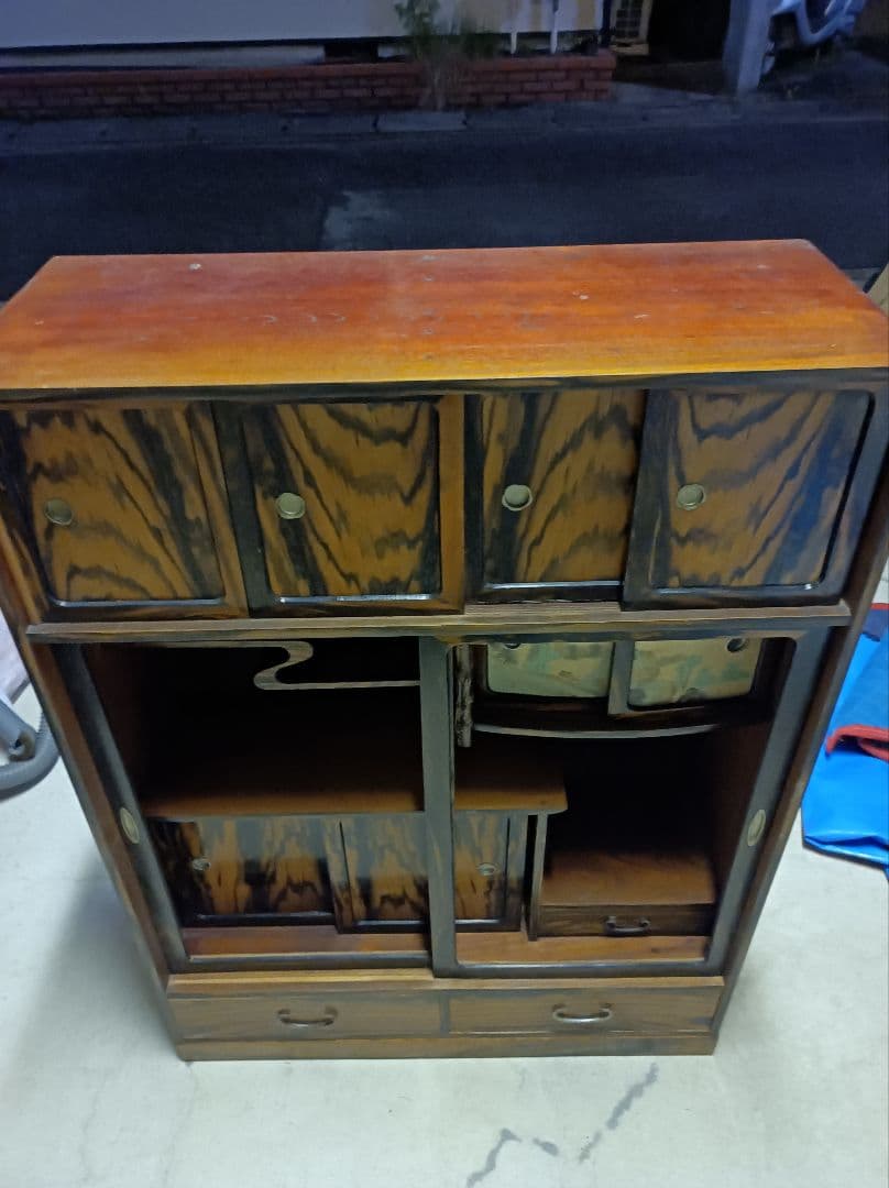 茶棚木製収納アンティーク家具 中型 引き出し付き京都引き取り限定！