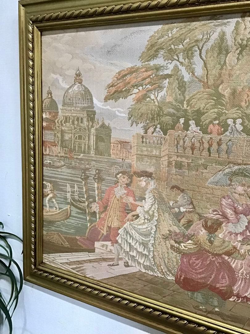 管179☆イタリア製☆ゴブラン織☆額絵