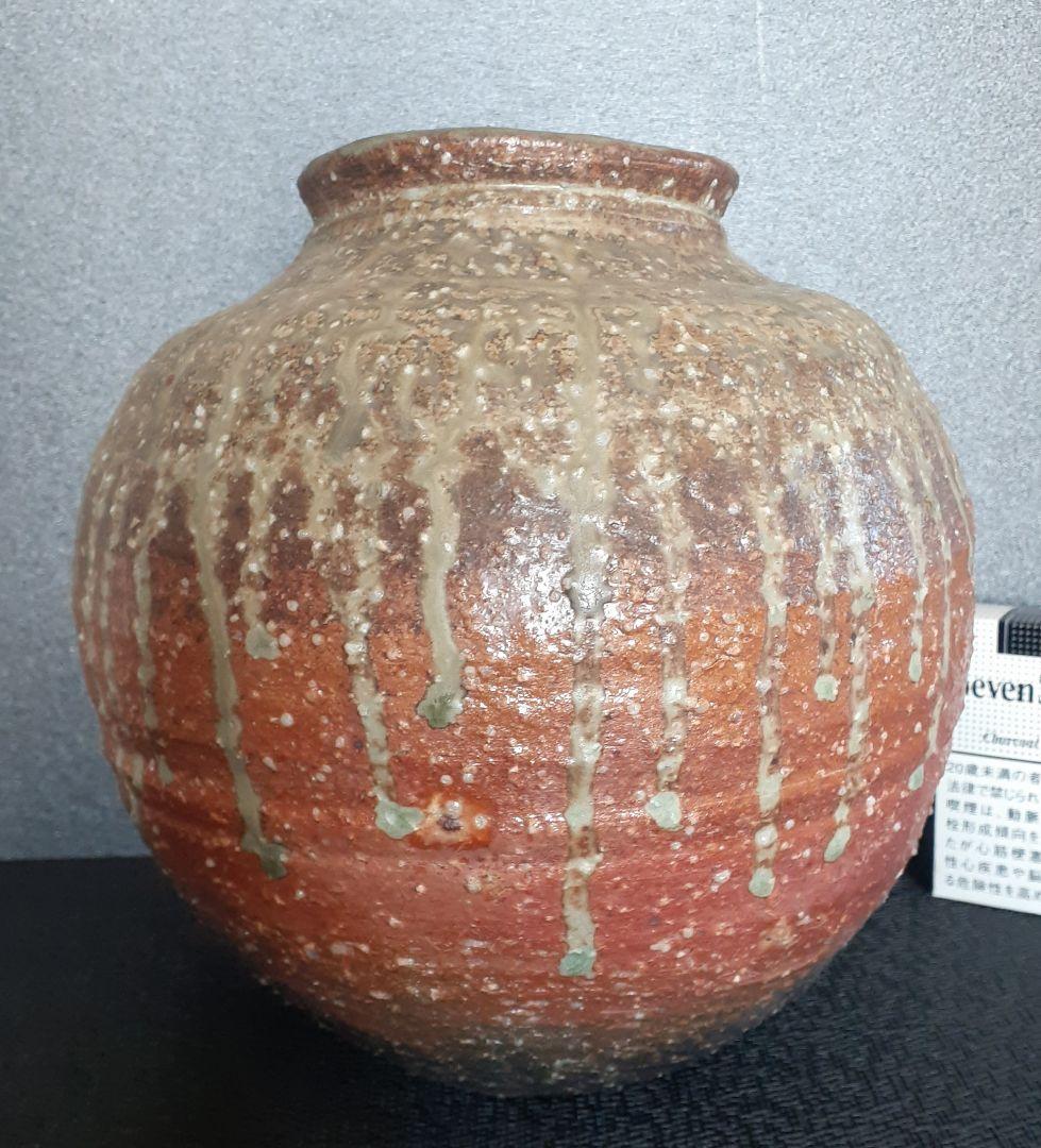 信楽焼　【良博】銘共箱　信楽　ビードロ釉　壺　花入れ　花瓶　オブジェ