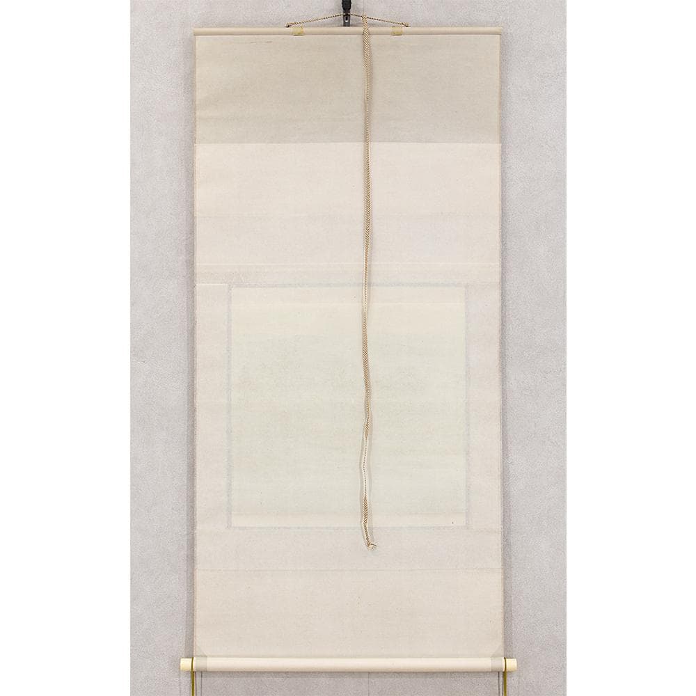 掛軸 横幅 百瀬徳三郎「山村清趣之図」民家 共箱 美術年鑑掲載画家