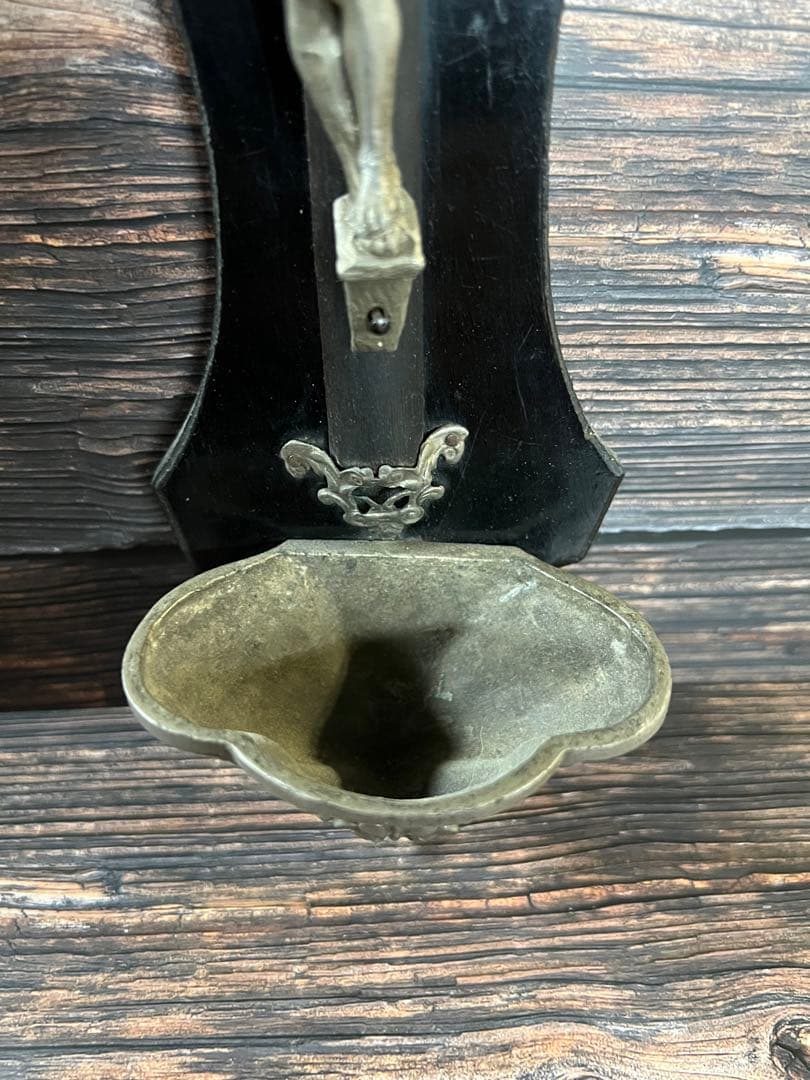 フランス　アンティーク　聖水盤　イエスキリスト 磔刑　十字架　クロス