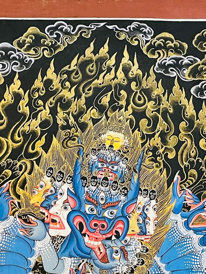 肉筆画 一点物 ヤマーンタカ 歓喜天 大威徳明王 曼荼羅 タンカ