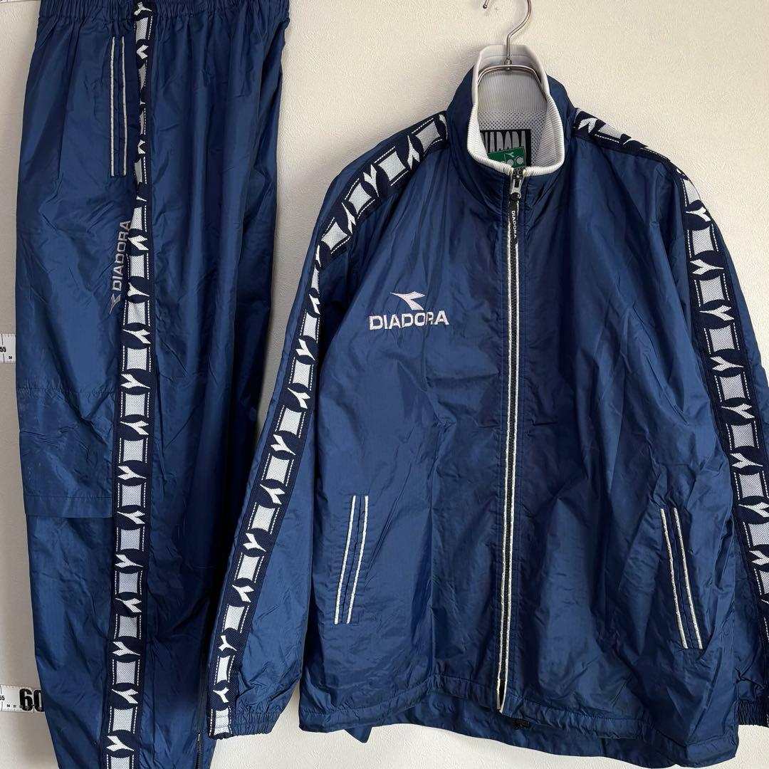 Diadora ディアドラ 上下セットアップ ナイロンジャケット M ネイビー紺