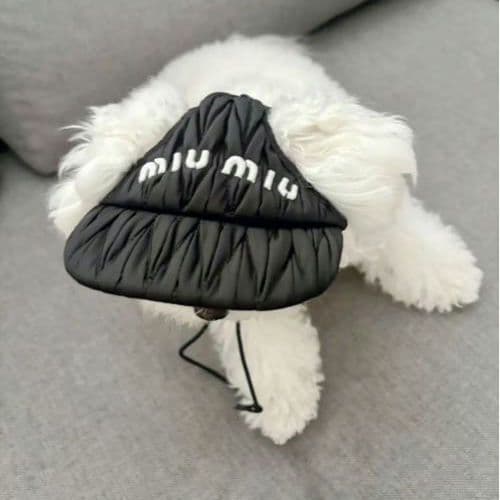 【激カワ】【miumiu】犬用 帽子ドッグキャップ ハット サンバイザー 黒