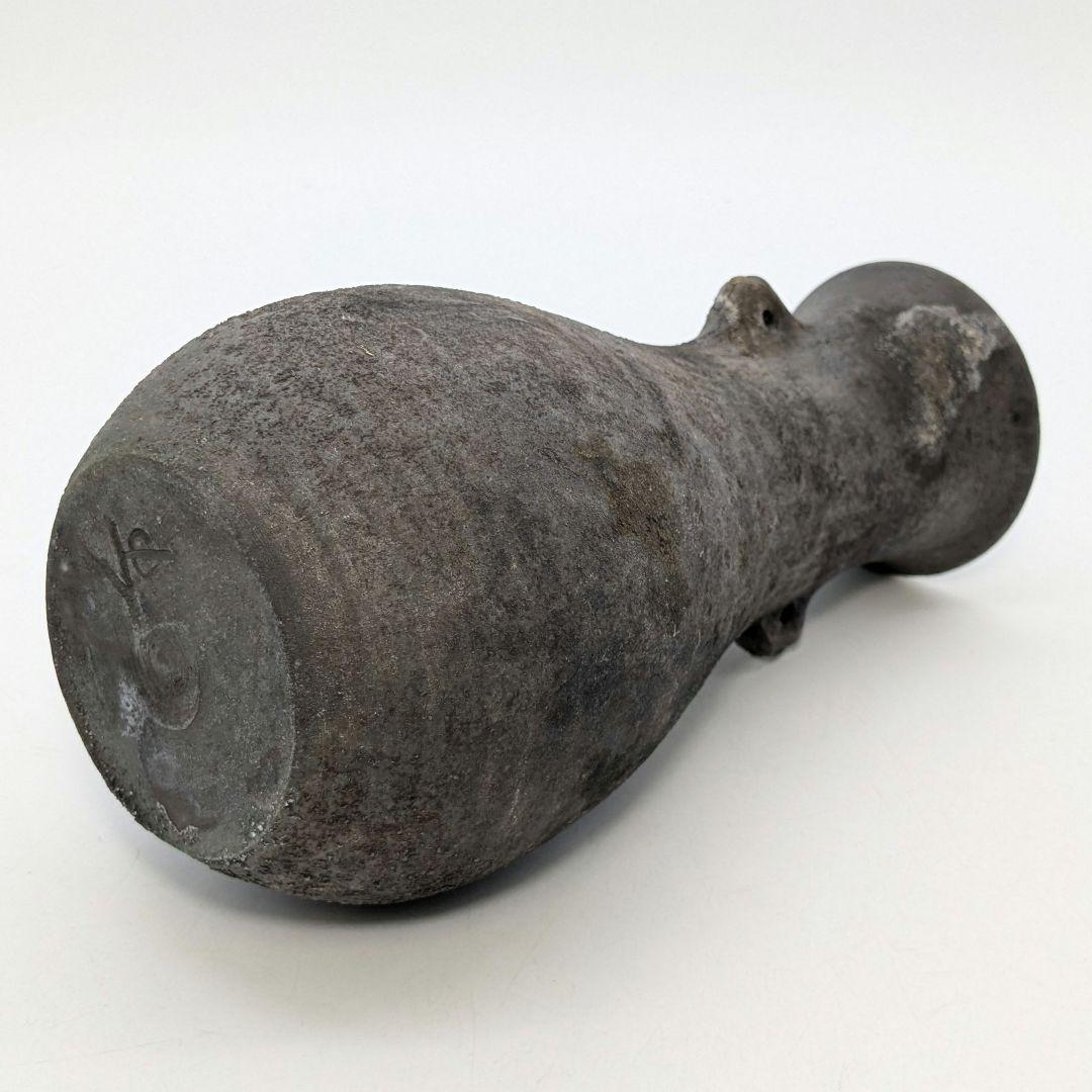 岡山県重要無形文化財 山本出 備前焼 耳付花入 備前須恵 花瓶 花器 置物 窯変