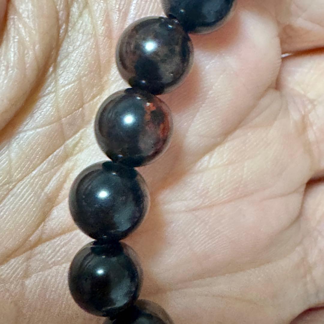 【新品未使用】北海道産ヴァーミリオンオブシディアン8mmブレスレットとペントップ