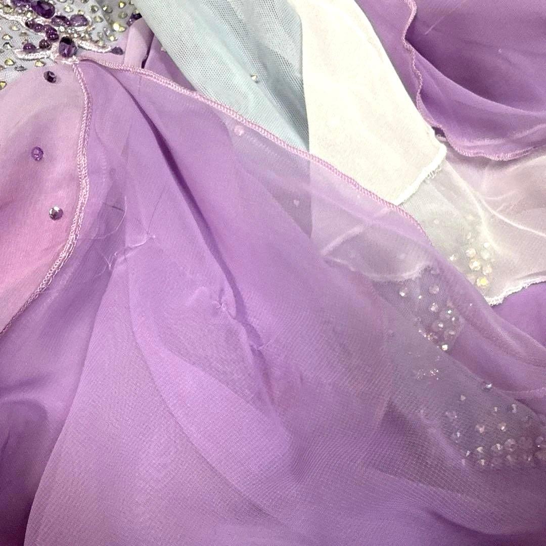 6313★白樺ドレス★M 紫 スワロミックス スタンダードドレス 社交ダンス