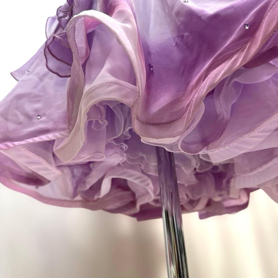 6313★白樺ドレス★M 紫 スワロミックス スタンダードドレス 社交ダンス