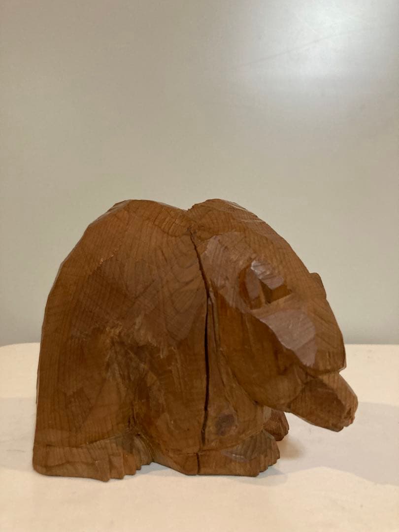 木歩　引間二郎　木彫熊　面彫　１９９９年　八雲