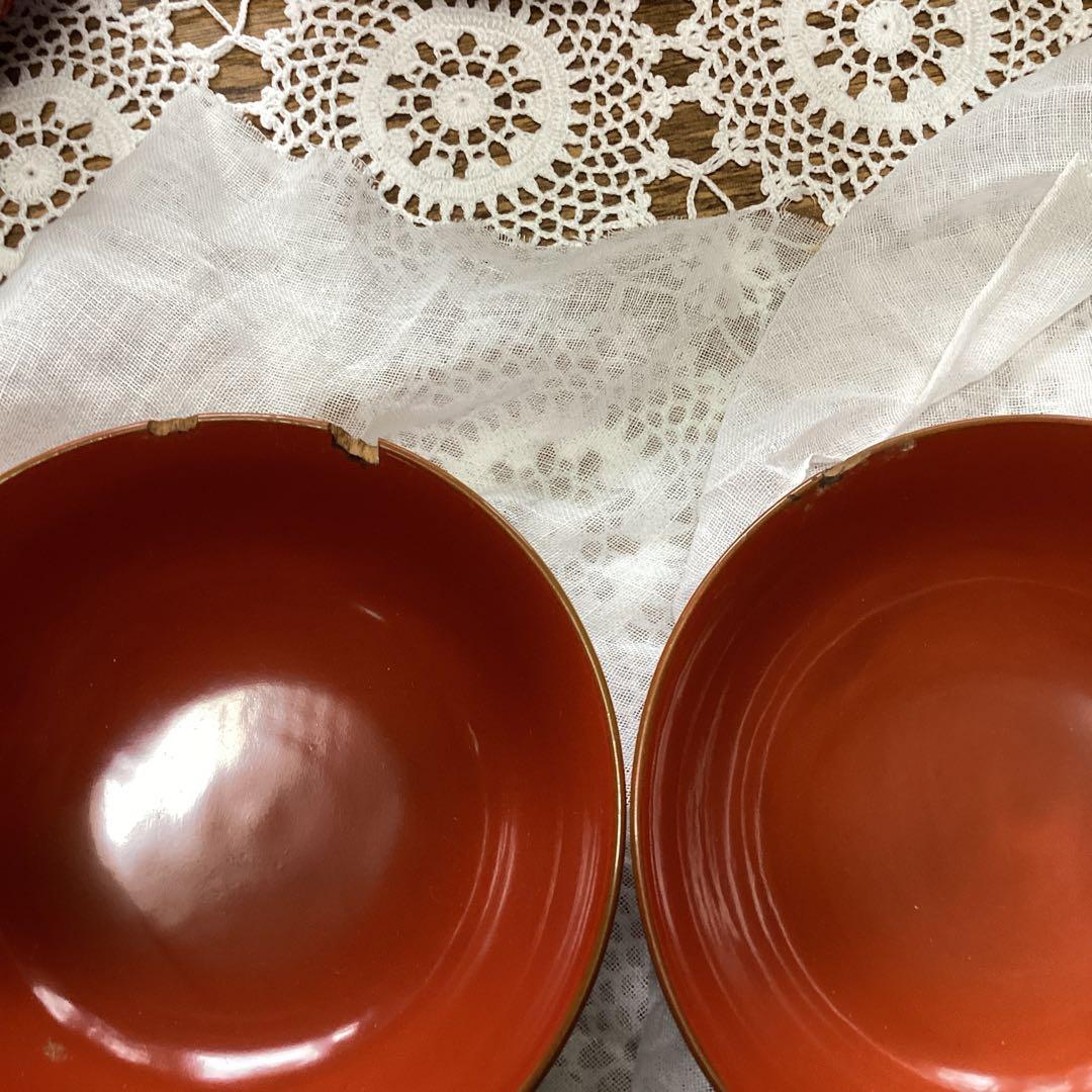 k2f20 朱　牡丹　吸物椀10客