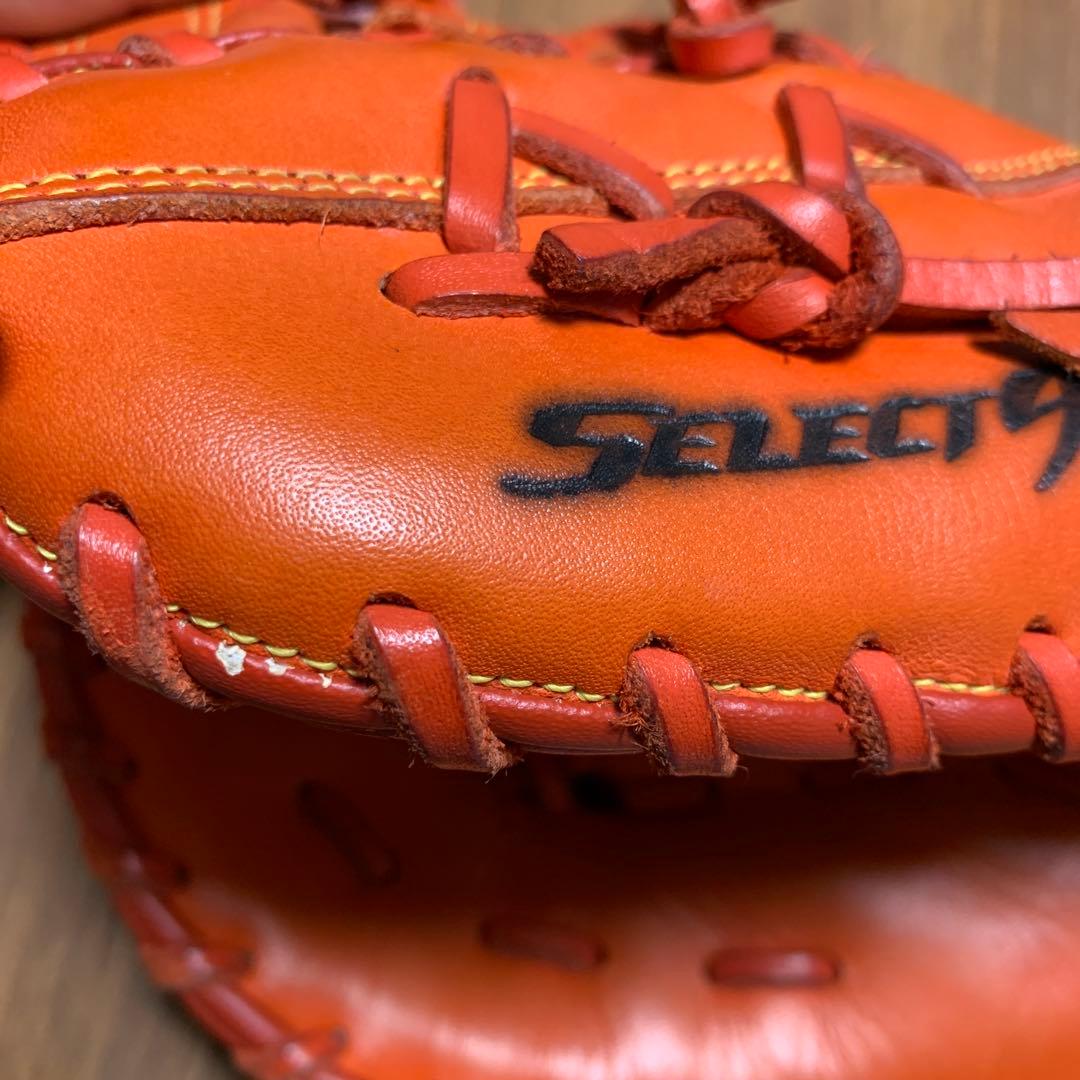 ファーストミット左利き用　オレンジ レザー 野球グローブ 軟式用ミズノ