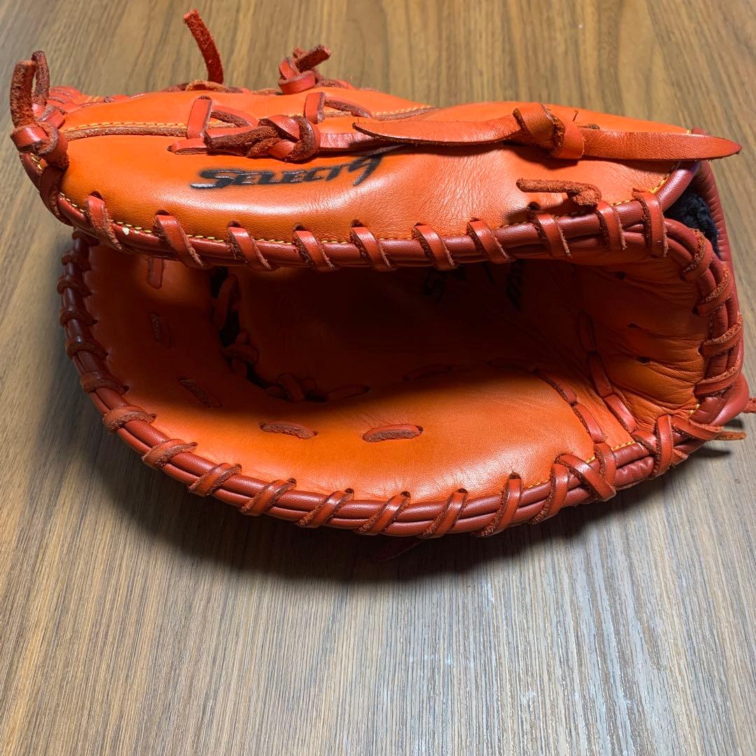 ファーストミット左利き用　オレンジ レザー 野球グローブ 軟式用ミズノ