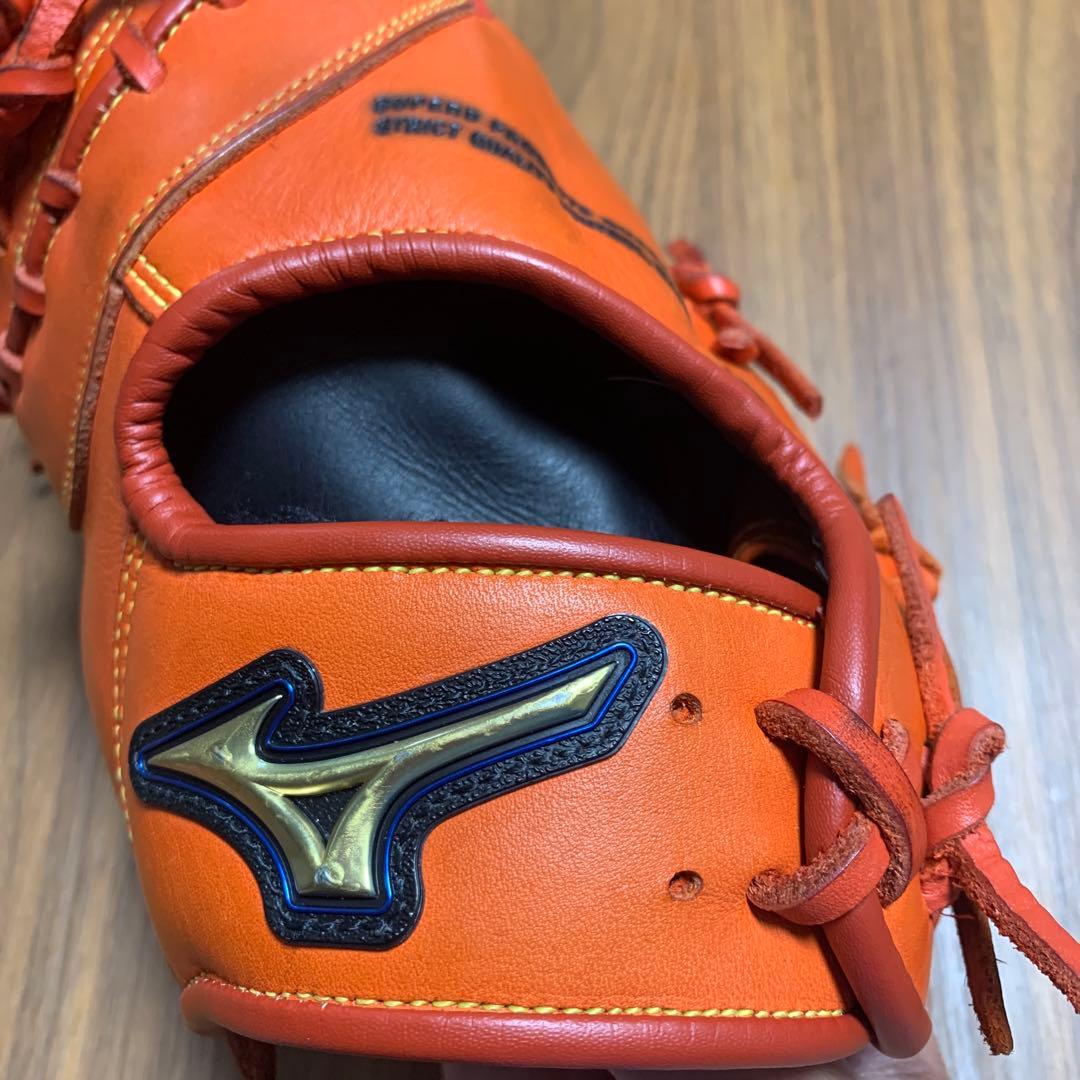 ファーストミット左利き用　オレンジ レザー 野球グローブ 軟式用ミズノ