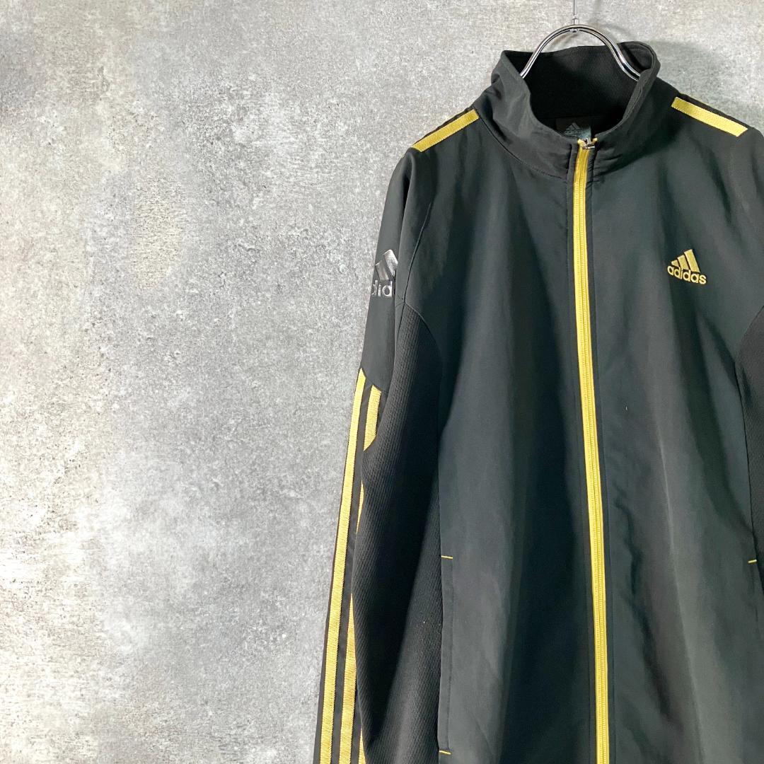 adidas　トラックジャケット　長袖　ブラック　ジップアップ　スリーライン