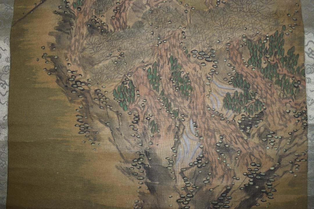 【模写】谷文晁/山水老松図/掛軸☆宝船☆Z-309