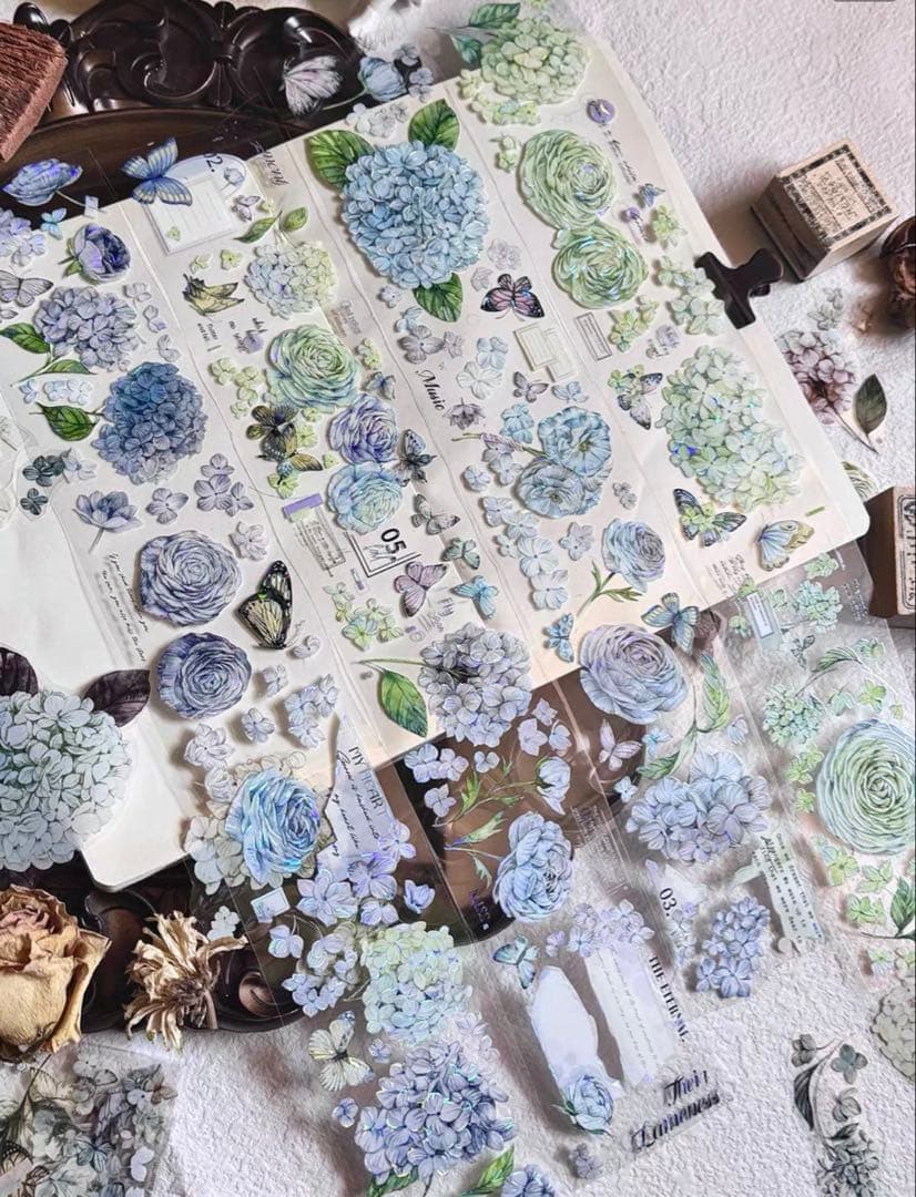 林野间《绣花信·蓝》海外マスキングテープ　マステ 【2466】