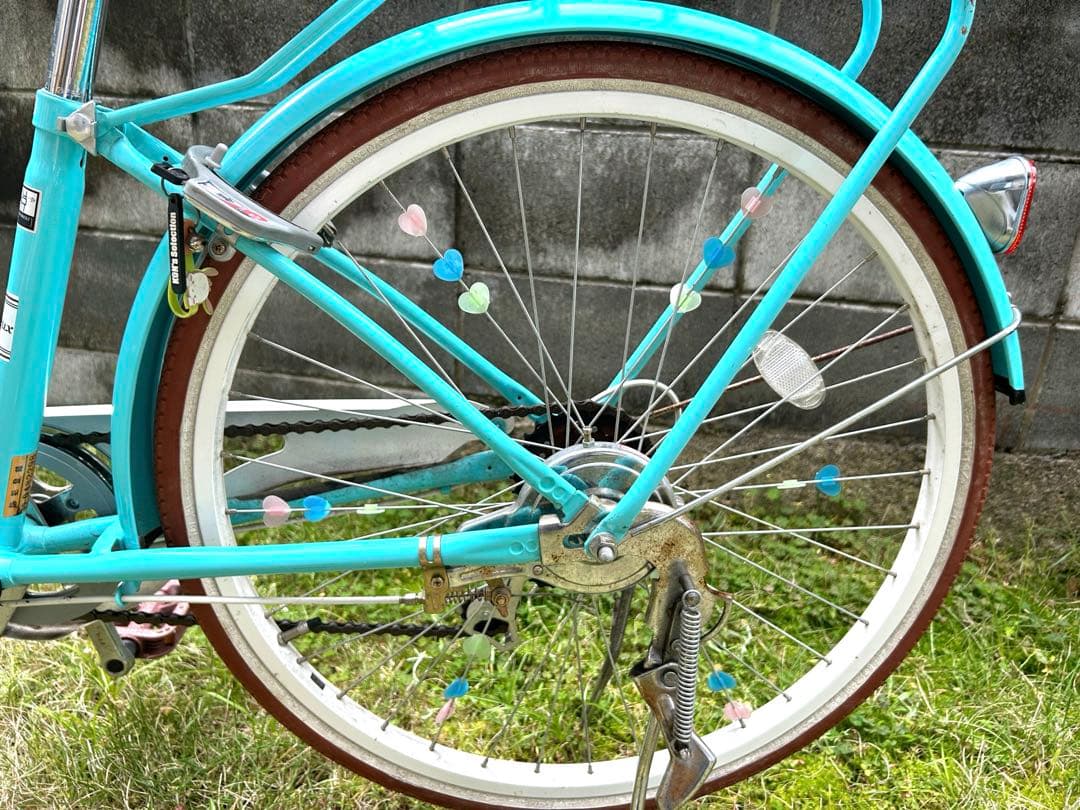 子供用自転車 24インチ（6段変速付き）　アクアブルー ハートデコ