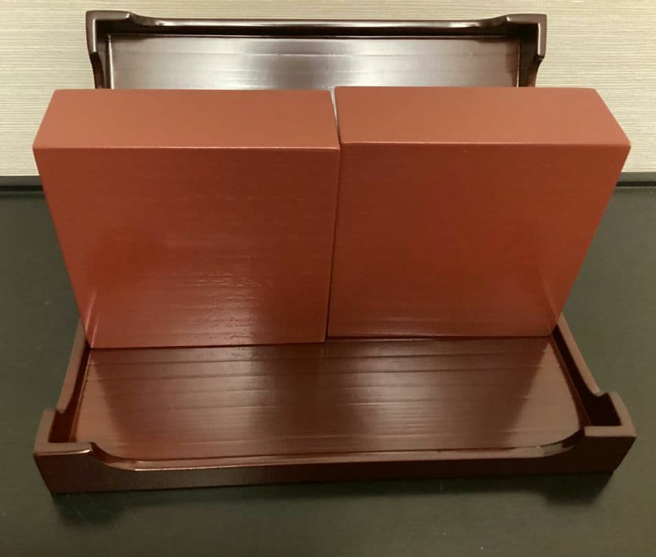 象彦漆器 四方盆　菓子器 四角形 濃い赤色