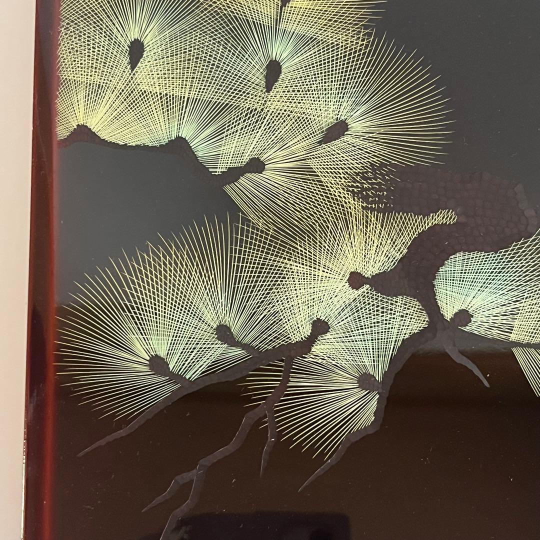 【未使用】越前漆器　文箱　錦松沈金　吉田屋漆器 茶道具　金色葉模様 漆器