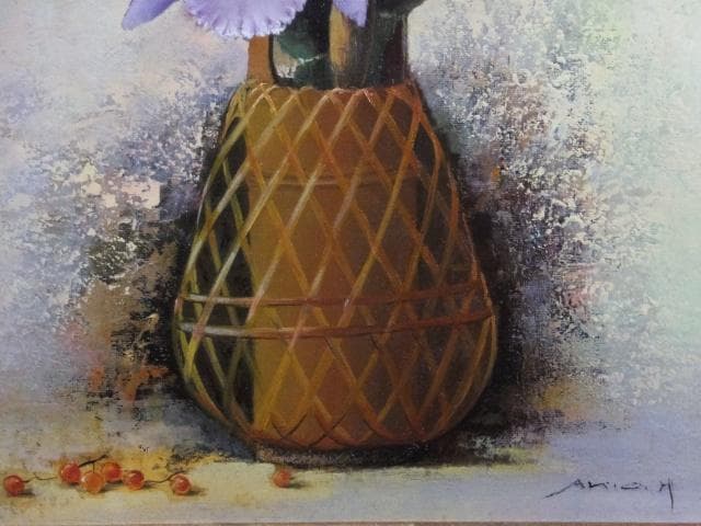 原田彰夫　直筆サイン『かとれあと実』キャンヴァスに油彩 6号 0919D