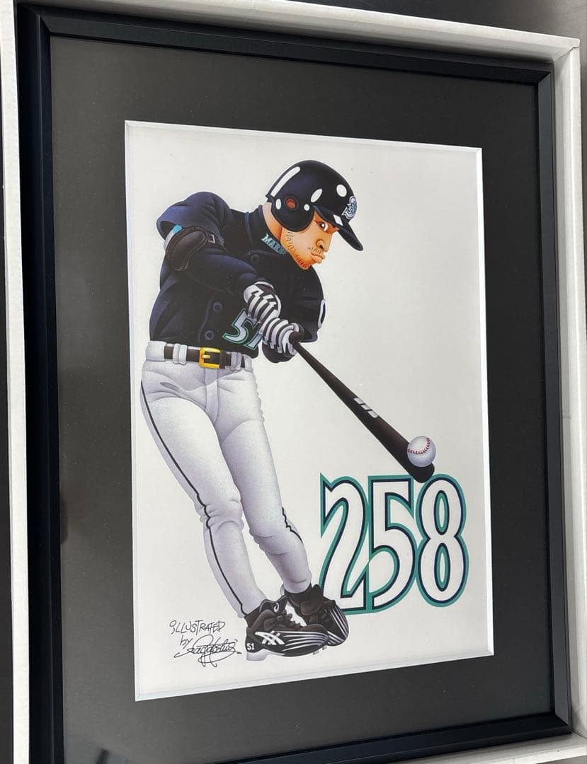 イチロー　坂井永年イラスト　額入り複製画