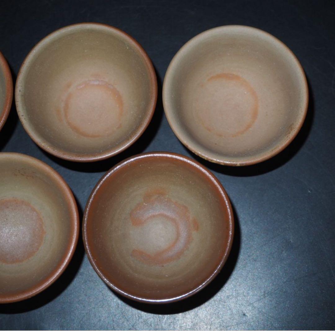 送料無料　陶峰造　備前焼煎茶碗5客　未使用　茶道具 検/楽山紫砂九谷備前萩焼常滑