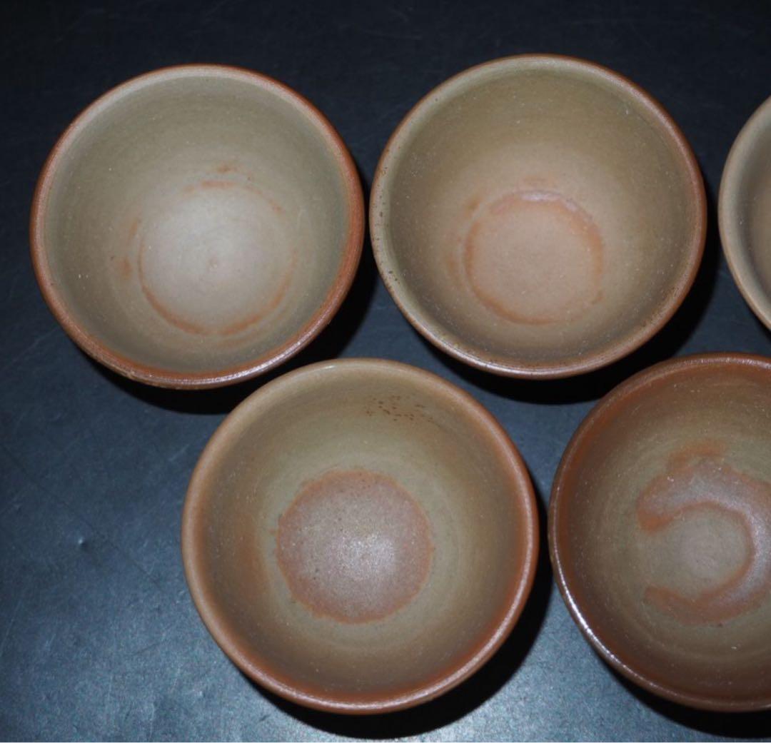 送料無料　陶峰造　備前焼煎茶碗5客　未使用　茶道具 検/楽山紫砂九谷備前萩焼常滑