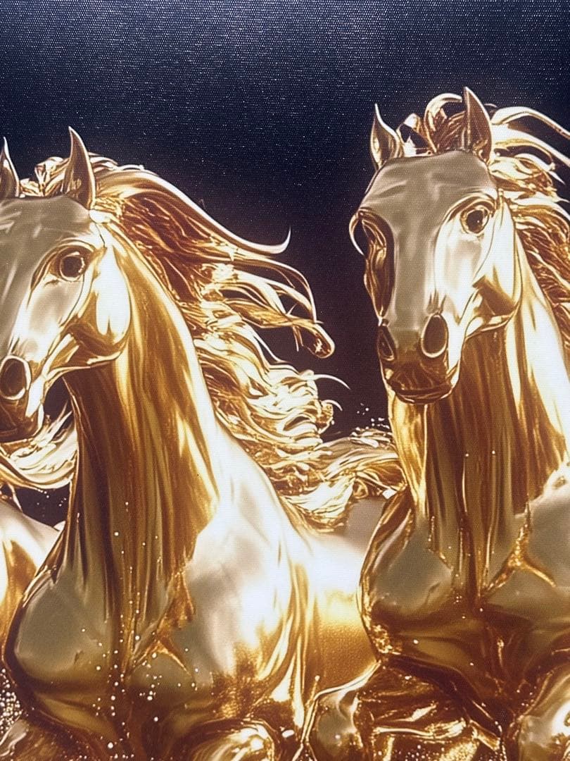 初売り　祝賀金色の馬　絵画　美術品　ア-ト 成功と富　インテリア　干支　金　飛躍