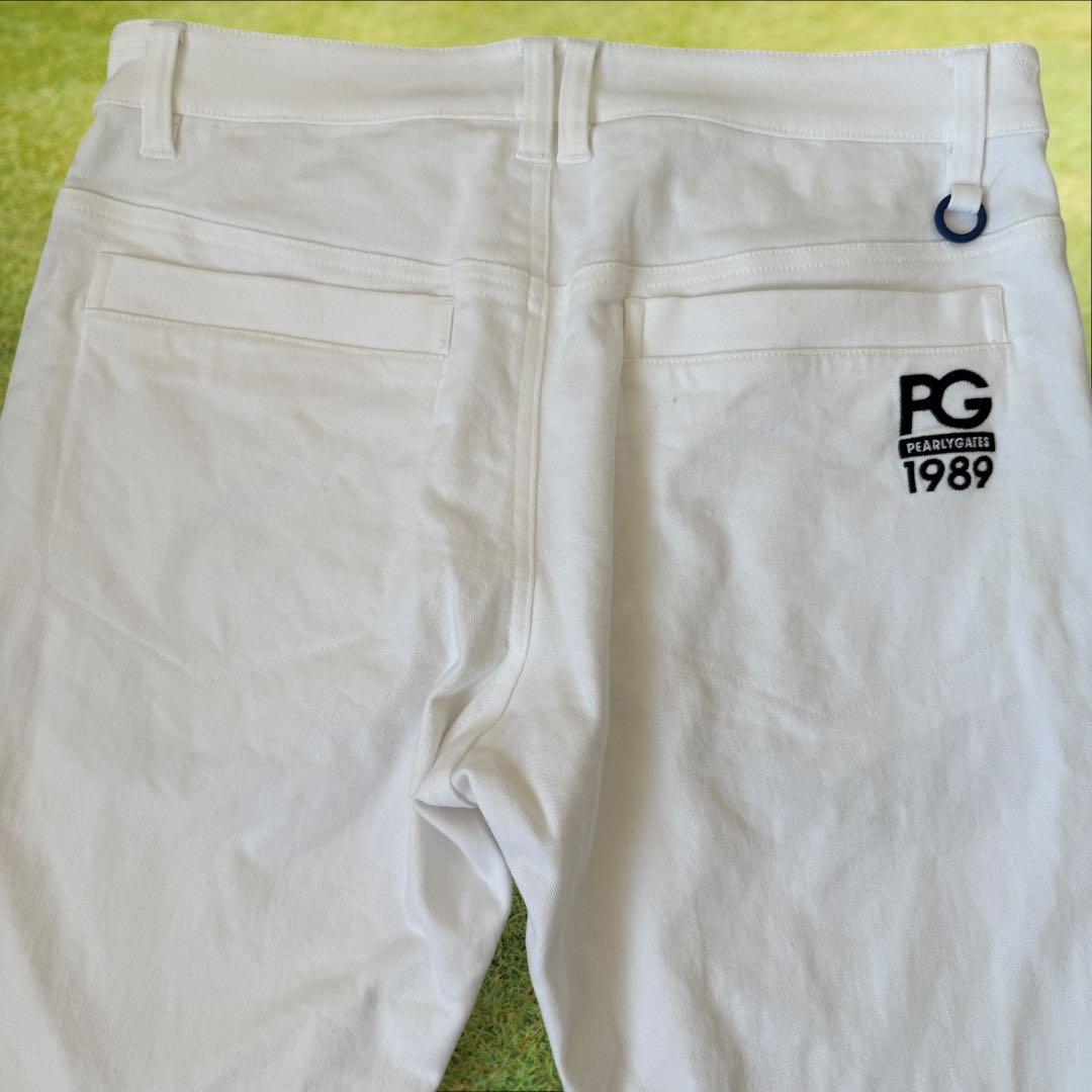 現行モデル　パーリーゲイツ　パンツ　白　M〜L相当　地厚　ホワイト　コットン素材