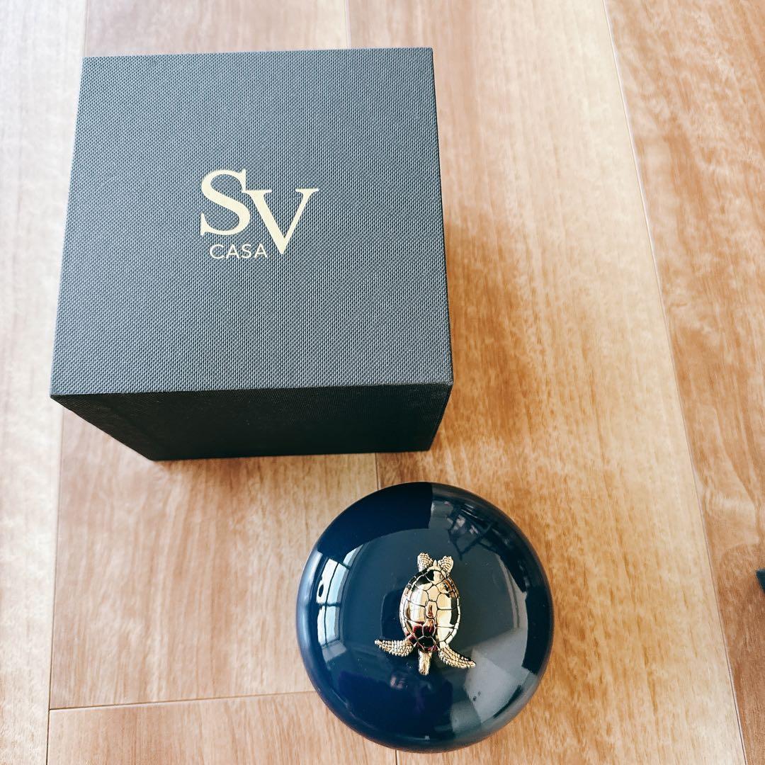 SV CASA ネイビー 亀装飾 収納ボックス ジュエリーケース 定価3万円相当