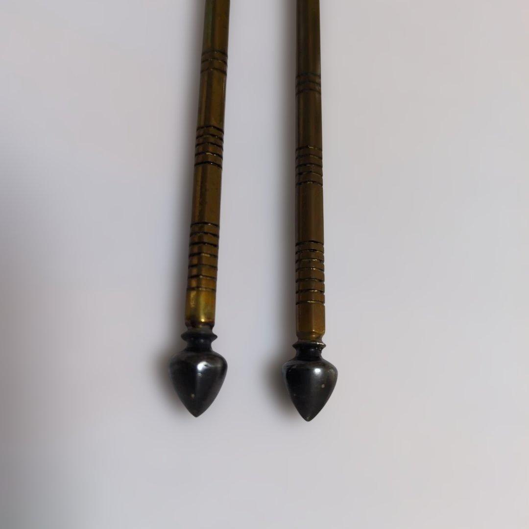 裏千家　15代鵬雲斎好　 七五三銀杏頭飾火箸　一ノ瀬宗辰造