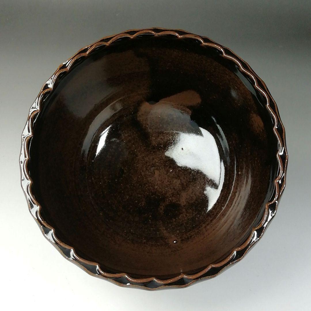 Ｔ２１２　建水　『膳所焼』『輪花　建水』『淡海ぜぜ陽炎園造』　共箱　茶道具