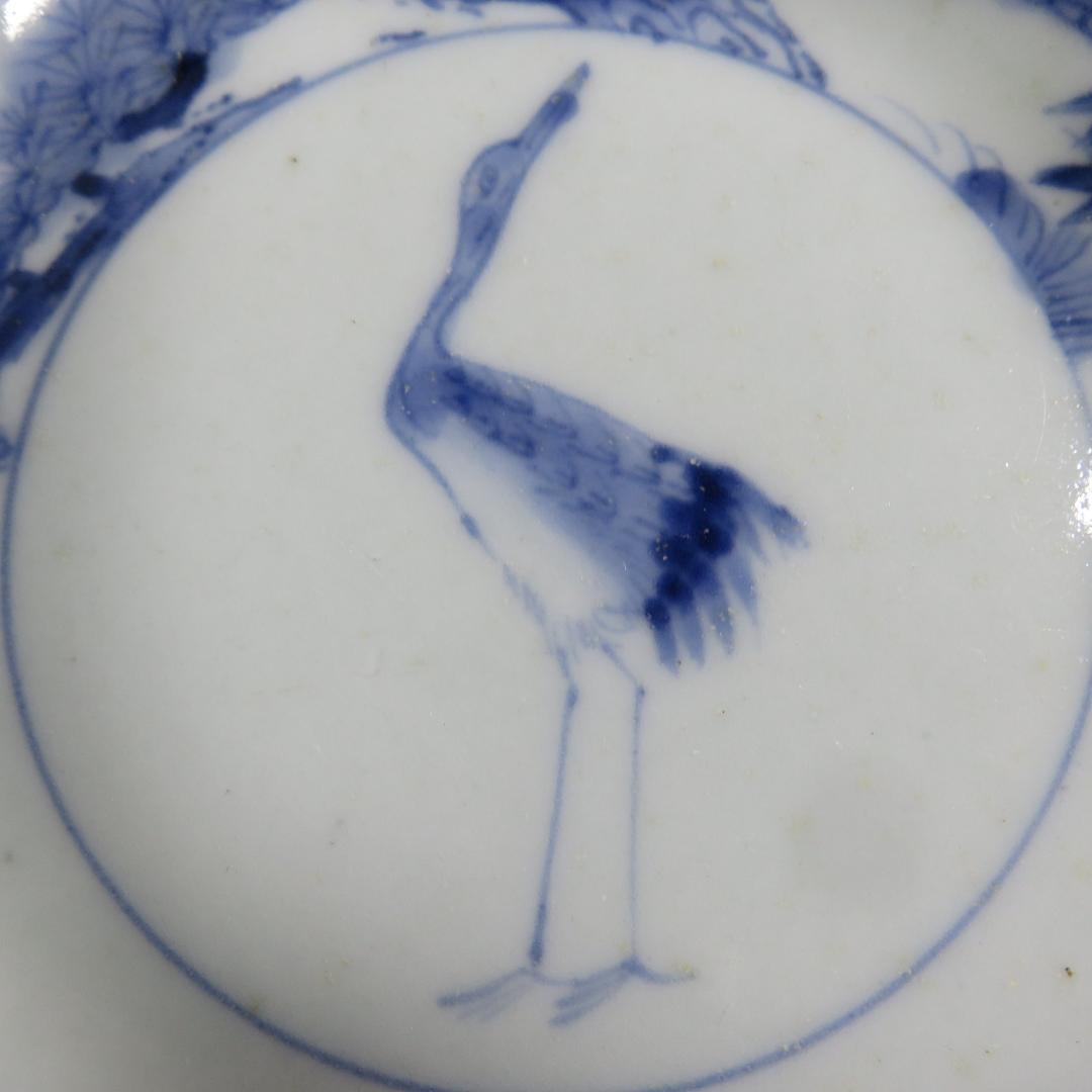 なます皿 染付 4枚 鶴亀 松竹梅 美品 古伊万里 スレ僅か