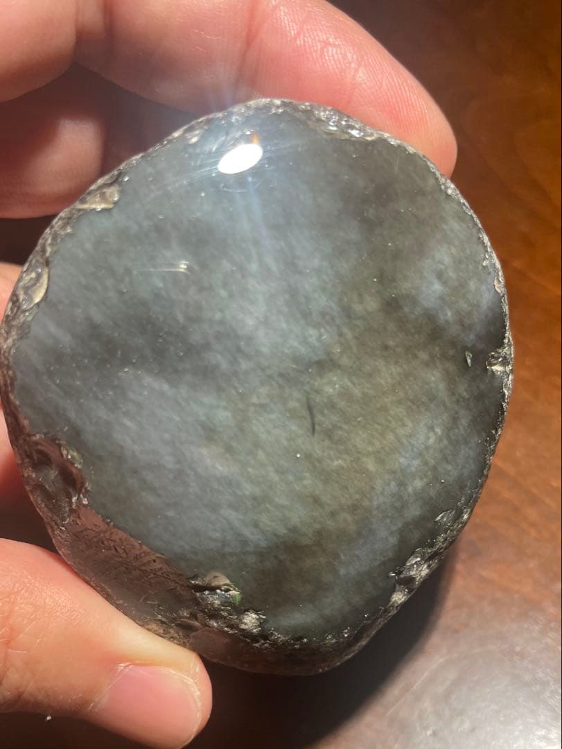 研磨品　十勝石玲瓏　水色ベースレインボーオブシディアン