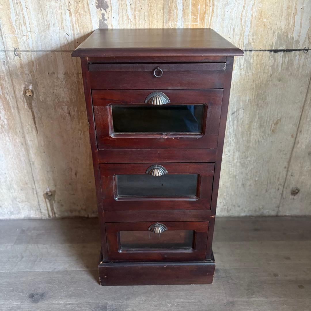 B-COMPANY シェル取手　3段キャビネット　チェスト　マホガニー