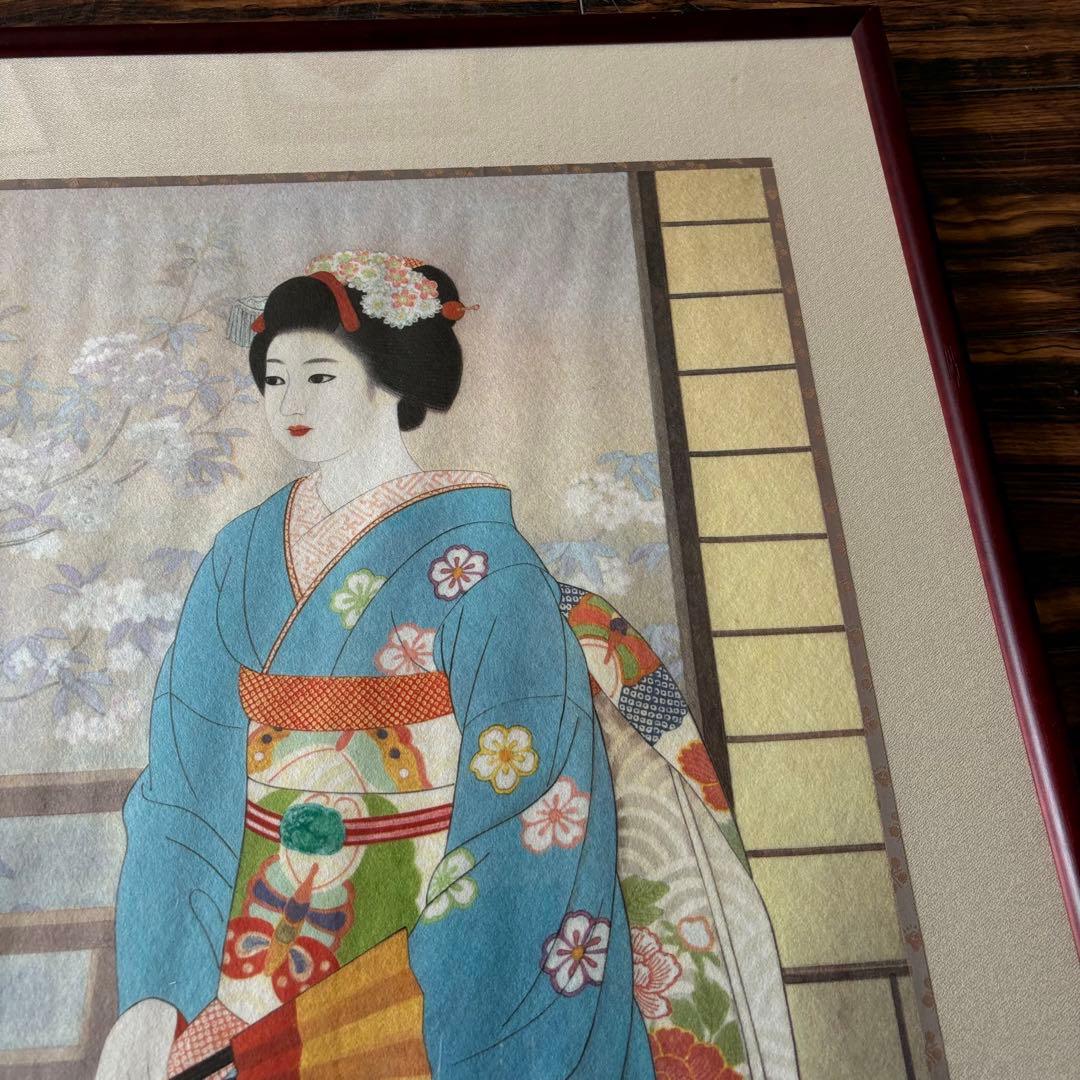 横尾芳月 舞妓 日本画 額装 美人画 F