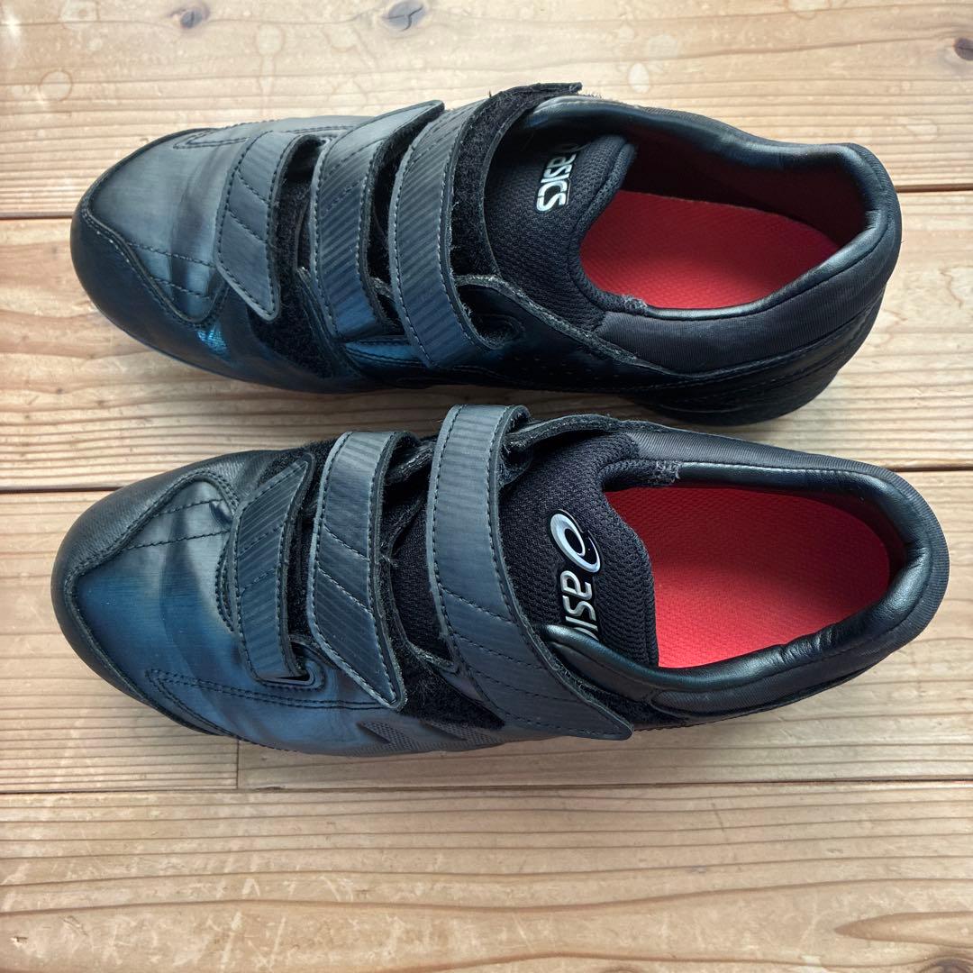 asics ベルクロ式 野球用シューズ 黒