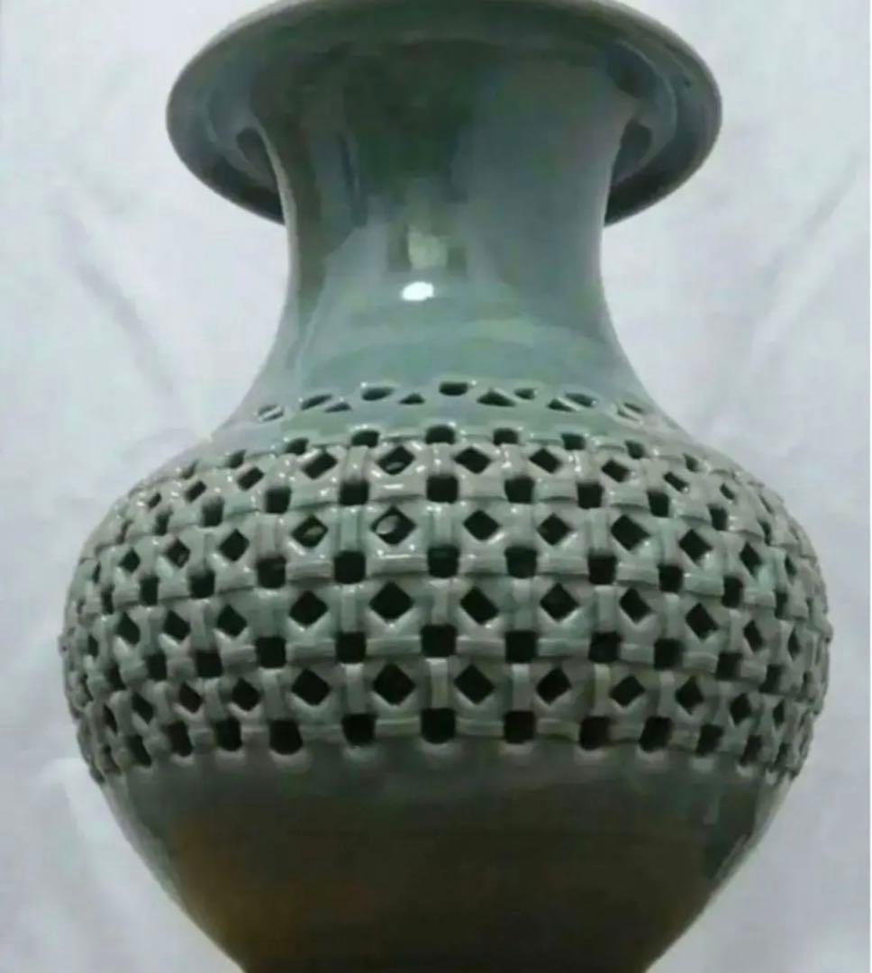 中国 时代物 アンティーク 青磁 壺 花瓶