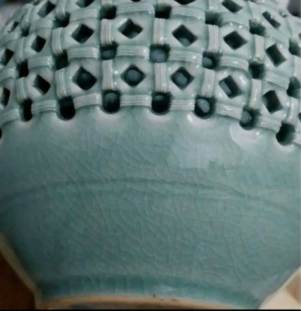 中国 时代物 アンティーク 青磁 壺 花瓶