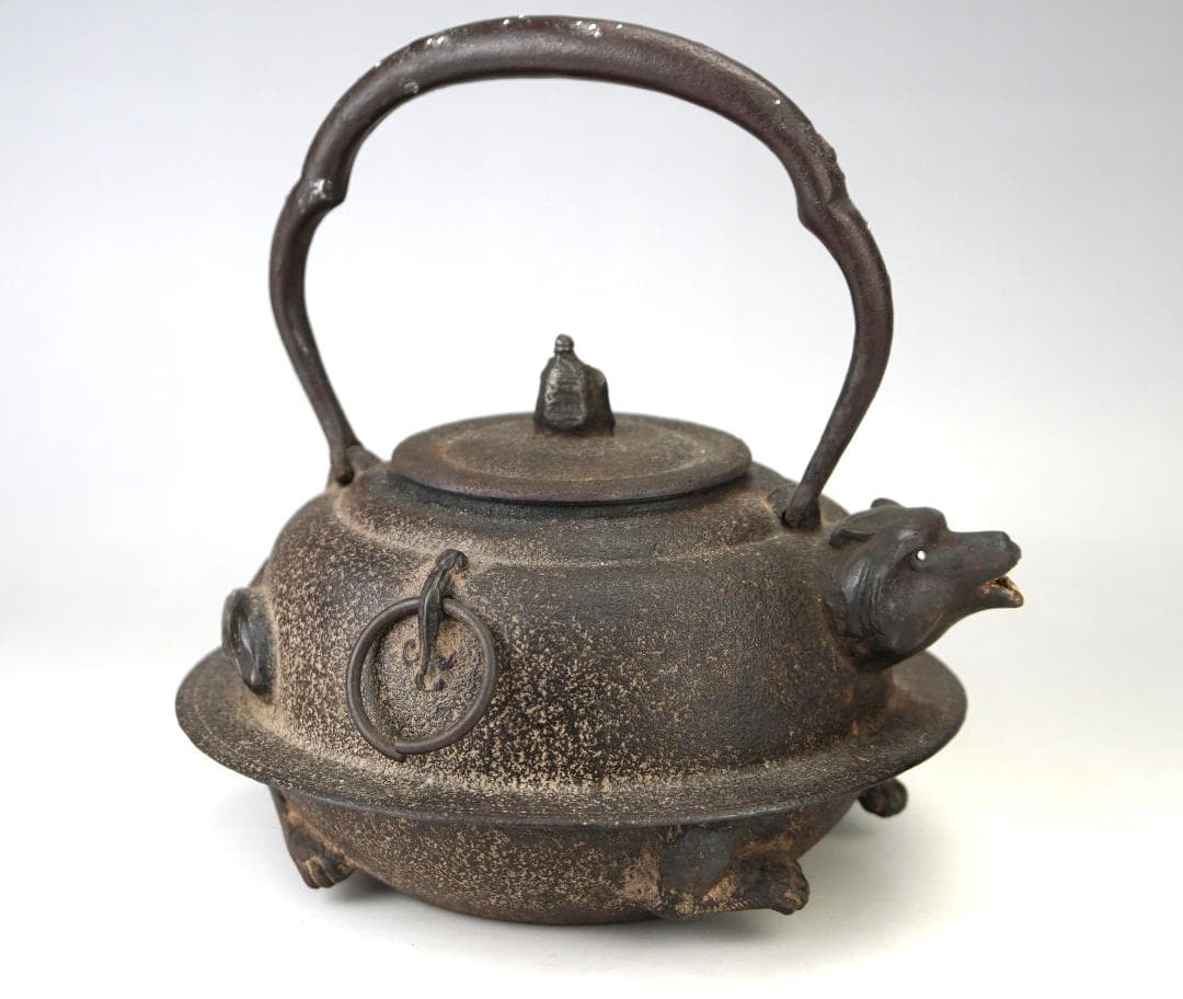 南部鉄瓶　狸　タヌキ 鉄瓶　　 煎茶道具 　検：龍文堂亀文堂金壽堂