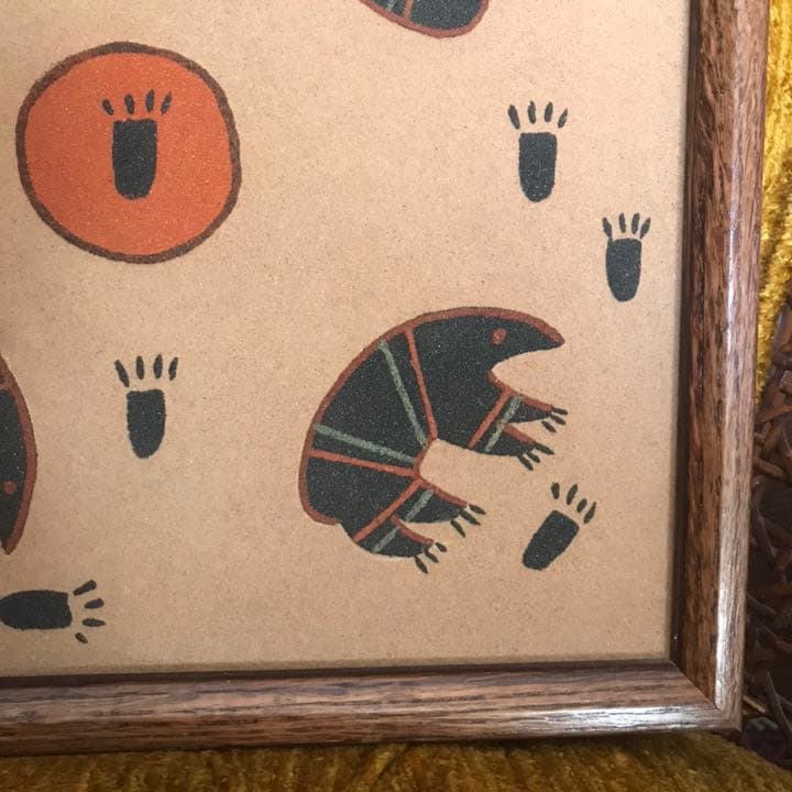 貴重★ネイティブアメリカン　4方向熊ベアーサンドペイント砂絵ナバホ族インディアン