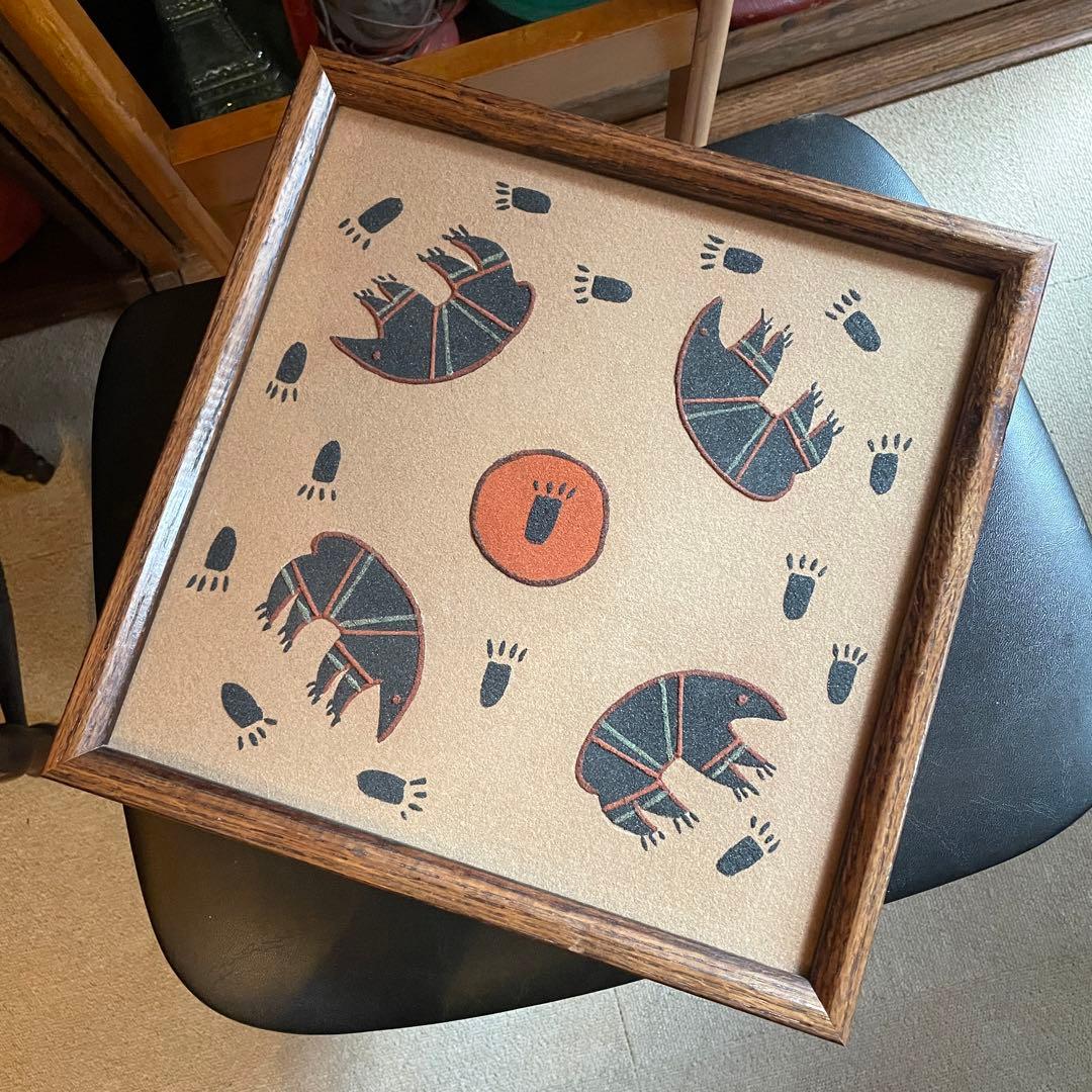 貴重★ネイティブアメリカン　4方向熊ベアーサンドペイント砂絵ナバホ族インディアン