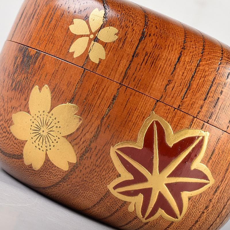 茶道具　雲錦蒔絵　木地棗　裏千家十一代精中宗室（玄々斎）極め箱　M　R7663