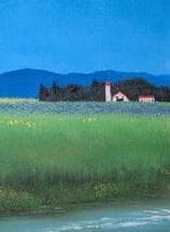【真作】絵画　羽中田晴夫　油彩4号　北海道　牧歌的風景　証明書付　V67