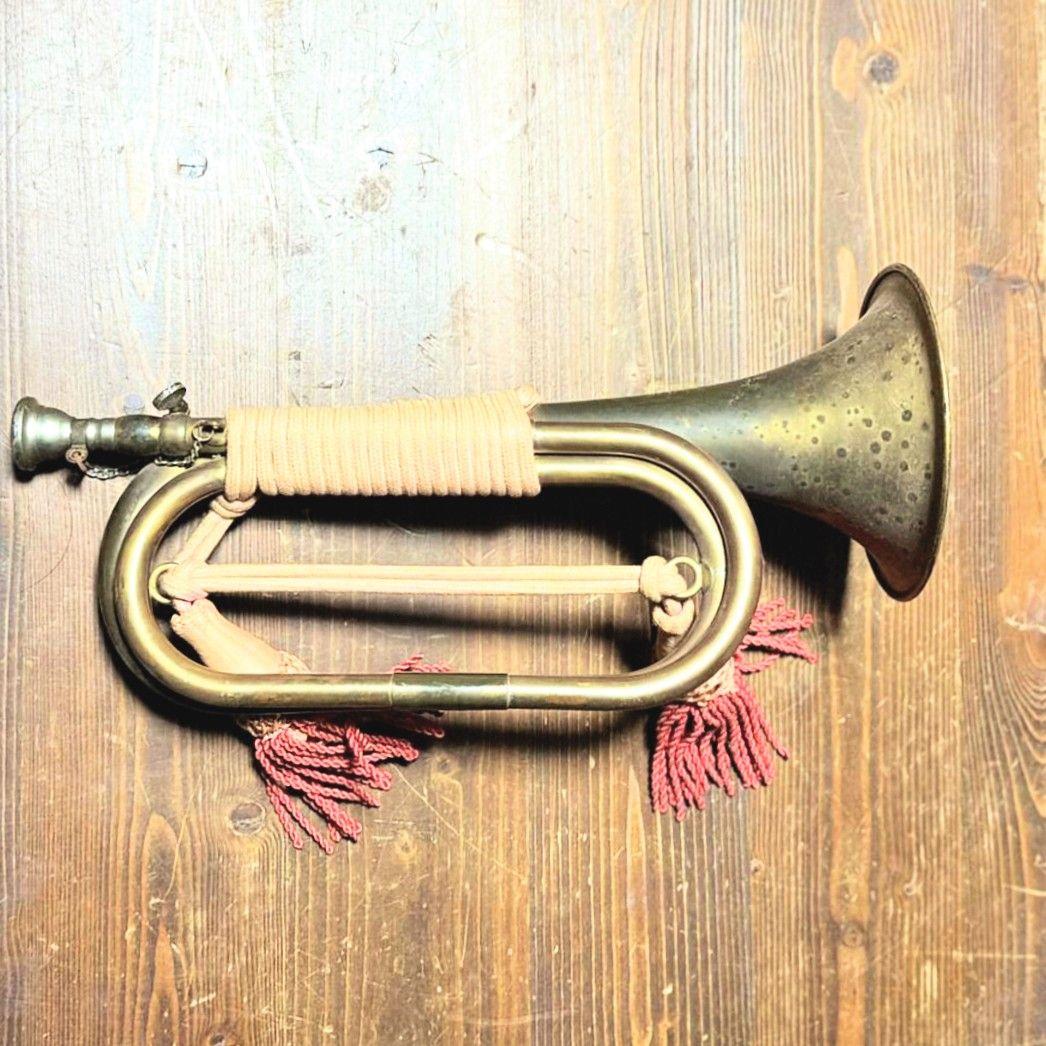 【当時物】旧日本軍・軍隊ラッパ（喇叭）信号ラッパ・突撃ラッパ 二巻④【紐状態良】