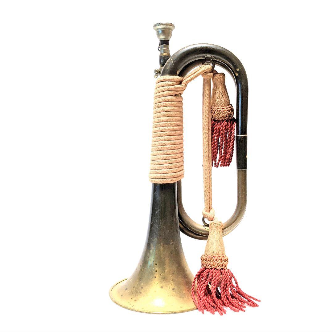 【当時物】旧日本軍・軍隊ラッパ（喇叭）信号ラッパ・突撃ラッパ 二巻④【紐状態良】