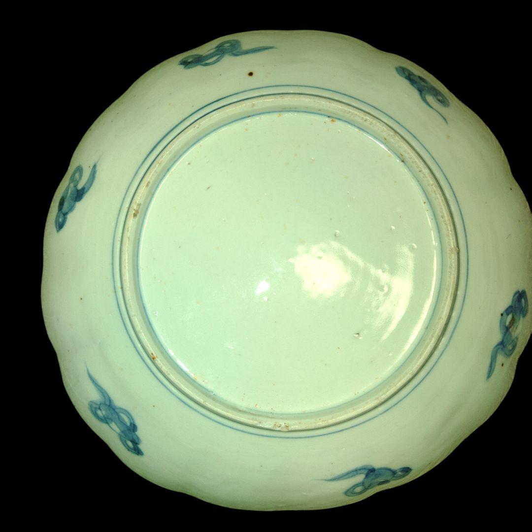 古伊万里　輪花金彩色絵7寸皿　吉祥文