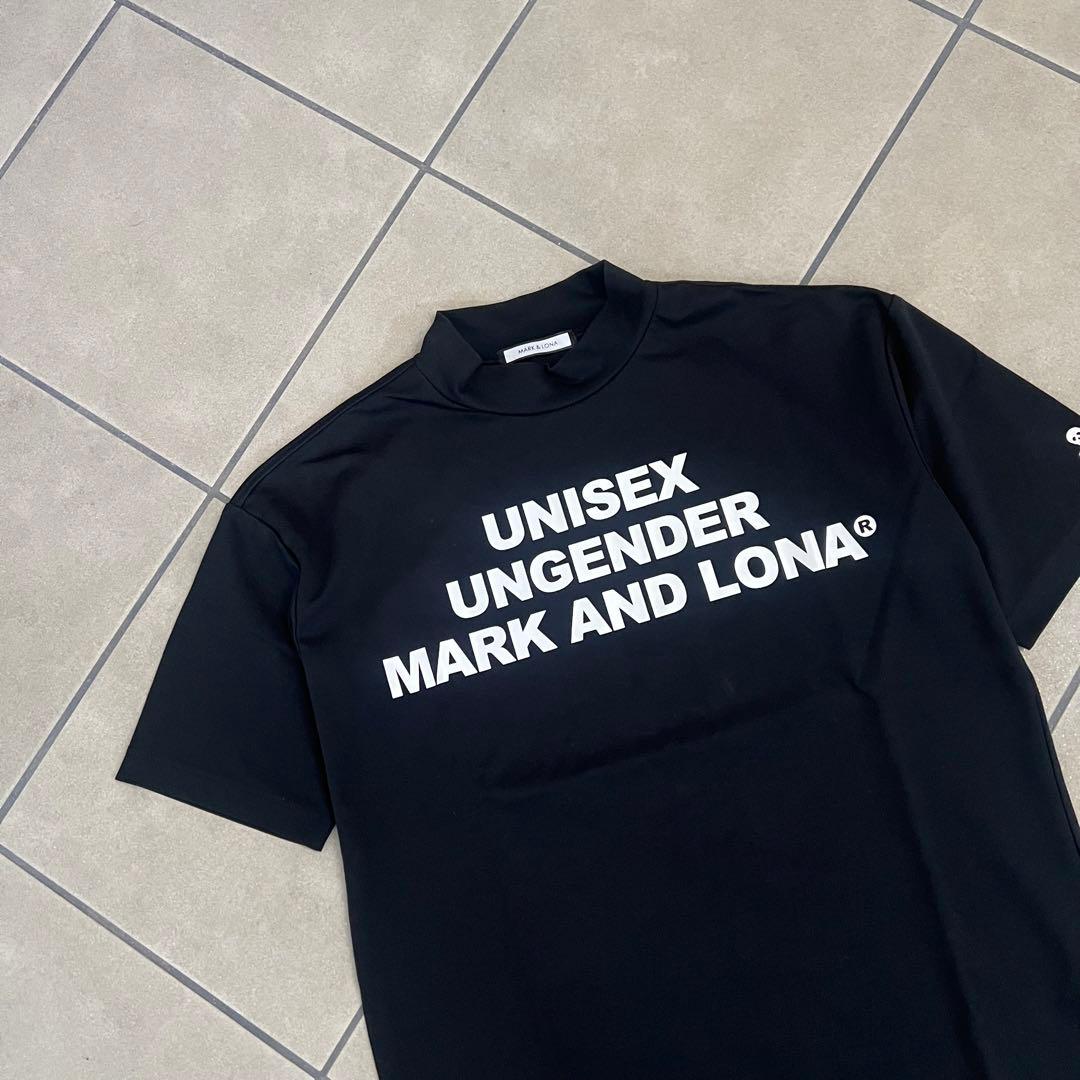 MARK&LONA マークアンドロナ　モックネック　半袖シャツ　メンズ　黒　ロゴ