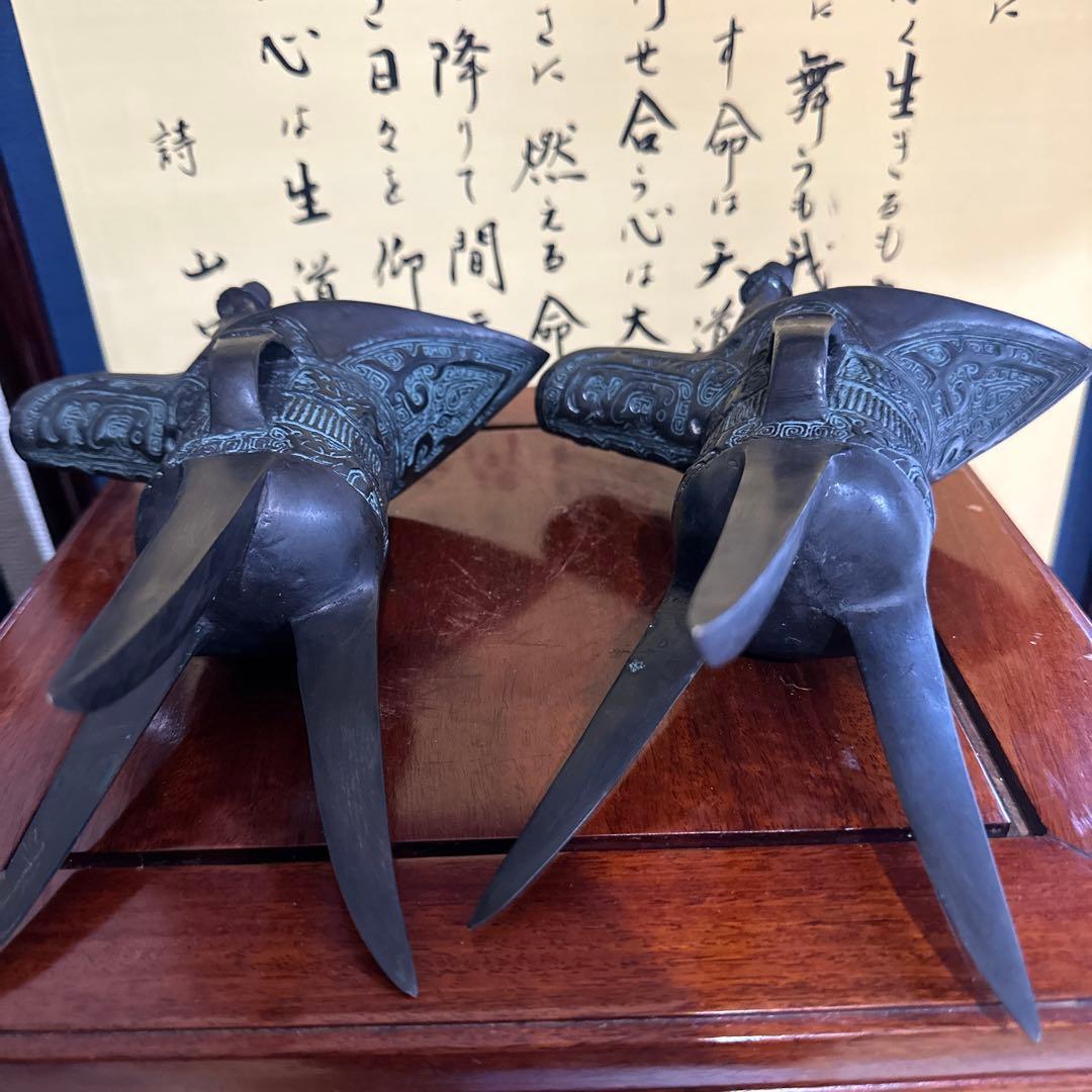 希少　中国美術　青銅器　爵 (レプリカ) 青銅三足酒器　インテリア　芸術品